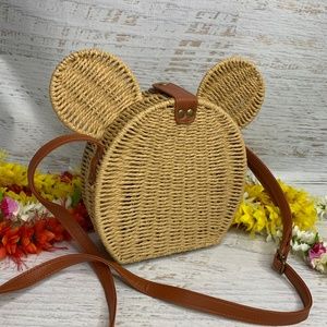 Tokyo Adventure Mouse - Crossbody Bag - Woven Straw - Purse - Handbag - Mickey